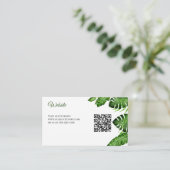 Tropical Wedding Website QR Code Monstera Greenery エンクロージャーカード (スタンド正面)