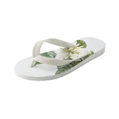Tropical White Flower Botanical Flip Flops キッズビーチサンダル (アングル)