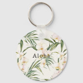 Tropical White Orchid Flowers キーホルダー (正面)