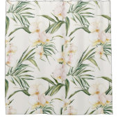 Tropical White Orchid Flowers   シャワーカーテン (正面)