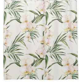 Tropical White Orchid Flowers   シャワーカーテン