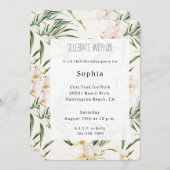 Tropical White Orchid Flowers Birthday 招待状 (正面/裏面)