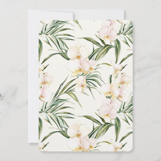 Tropical White Orchid Flowers Birthday 招待状 (裏面)
