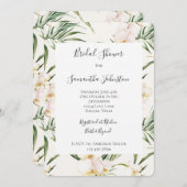 Tropical White Orchid Flowers Bridal Shower 招待状 (正面/裏面)