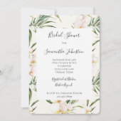 Tropical White Orchid Flowers Bridal Shower 招待状 (正面)