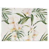 Tropical White Orchid Flowers Wedding ラージペーパーバッグ (裏面)