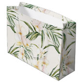 Tropical White Orchid Flowers Wedding ラージペーパーバッグ (裏面アングル)