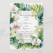 Tropical White Orchid & Greenery Engagement Party 招待状 (正面)