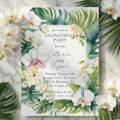 Tropical White Orchid & Greenery Engagement Party 招待状