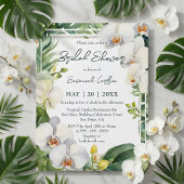 Tropical White Orchids Greenery Bridal Shower 招待状