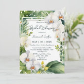Tropical White Orchids Greenery Bridal Shower 招待状 (スタンド正面)