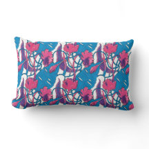 Tropical Wild Flowers Blue Pink Modern Exotic