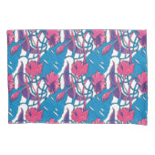 Tropical Wild Flowers Blue Pink Modern Exotic 枕カバー (正面)