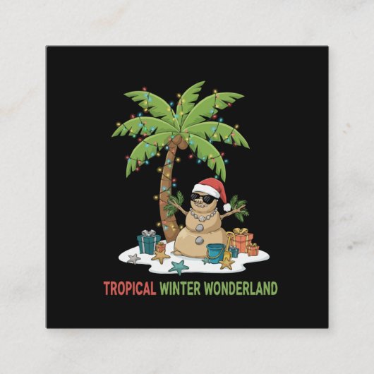 Tropical Winter Wonderland | Funny Christmas  スクエア名刺 (正面)