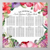 Tropical Wreath Floral Hibiscus Wedding Seating ポスター (正面)