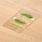 Tropical Wreath Sandy Beach Wedding アクリル招待状 (レイダウン)