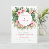 Tropical Wreath Wedding Invitation Green Floral  招待状 (スタンド正面)