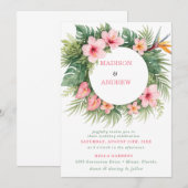 Tropical Wreath Wedding Invitation Green Floral  招待状 (正面/裏面)
