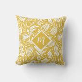 Tropical Yellow Floral Pattern Diamond Monogram  クッション (正面)
