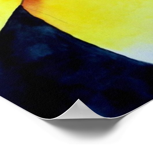 Tropical Yellow Frangipani flower original art ポスター (角)