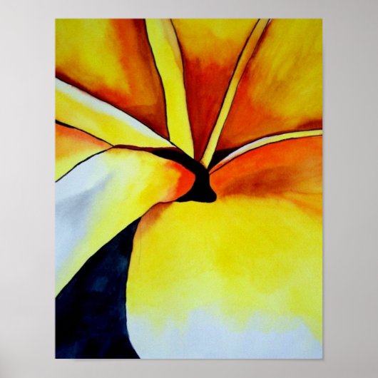 Tropical Yellow Frangipani flower original art ポスター (正面)
