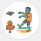 Tropical Zombie Party Sticker Fun Halloween ラウンドシール (正面)