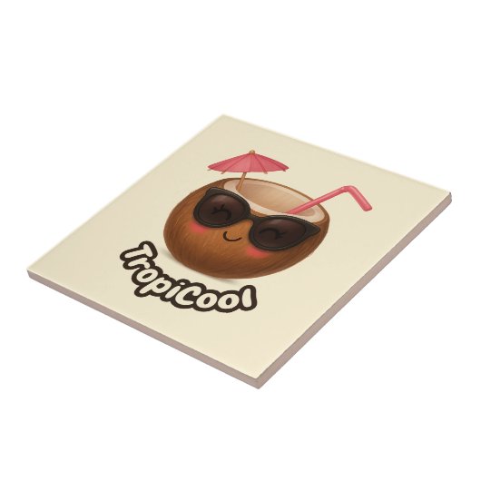 TropiCoolココナッツ – おもしろいトロピカルセラミックタイル タイル (側面)