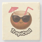 TropiCoolココナッツ – かわいい夏の石コースター ストーンコースター (正面)