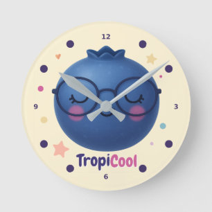 TropiCoolブルーベリー – かわいいかわいいフルーツウォールクロック ラウンド壁時計