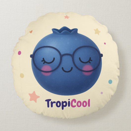 TropiCoolブルーベリー – ラウンドかわいいフルーツ ラウンドクッション (正面)