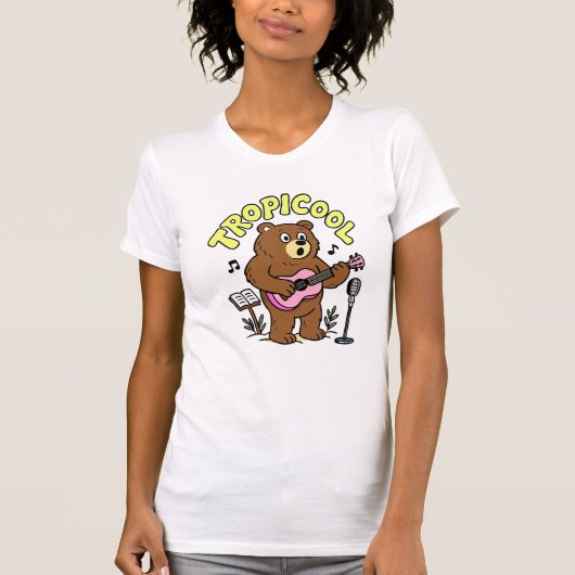 Tropicool Bear Playing Ukulele – Cute Funny Music  Tシャツ (正面)