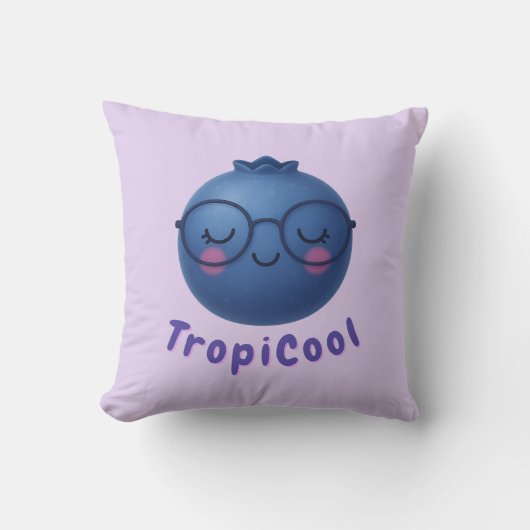 TropiCool Blueberry – かわいい&ドリーミーフルーツデコール クッション (正面)