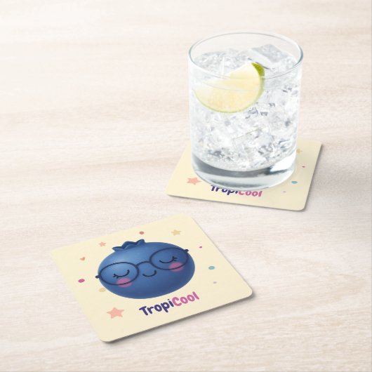 TropiCool Blueberry – 甘いテーブルアククールセント スクエアペーパーコースター (インサイチュ)
