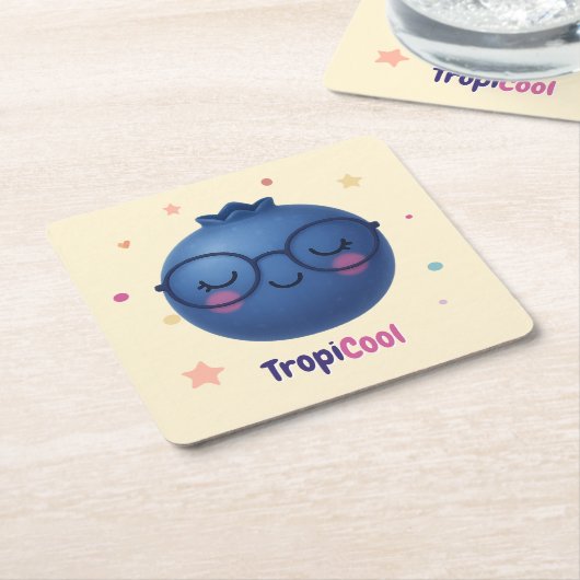 TropiCool Blueberry – 甘いテーブルアククールセント スクエアペーパーコースター (アングル)