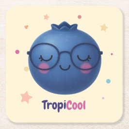 TropiCool Blueberry – 甘いテーブルアククールセント スクエアペーパーコースター