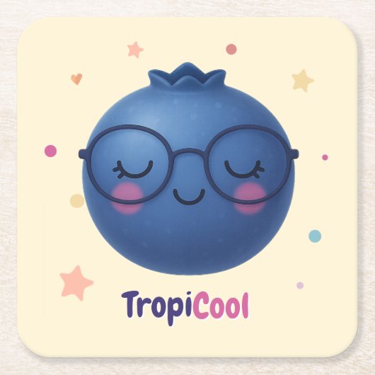 TropiCool Blueberry – 甘いテーブルアククールセント スクエアペーパーコースター (正面)