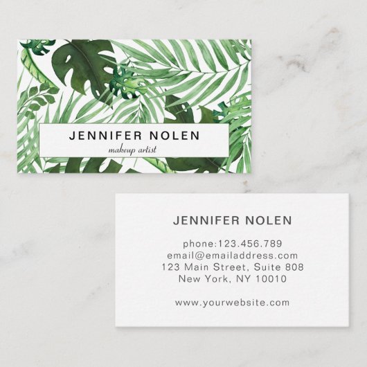 Tropische Blätter Aquarell 名刺 (正面/裏面)