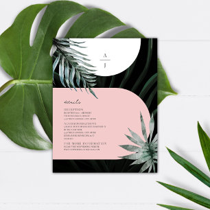 Tropische Palmblätter Bogen Hochzeitsdetails エンクロージャーカード