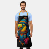 Tropische Toekan – Kleurrijk Kookschort エプロン (着用した状態)