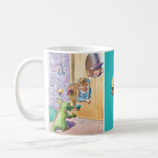 Trouble Mugと示されるドラゴン コーヒーマグカップ (左)