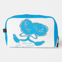 Trousse de toilette bleu azur au motif floral élég