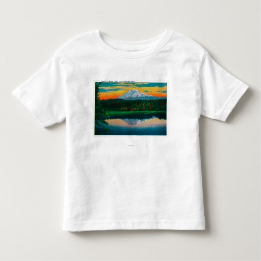 trout湖、WAからの山アダムスの日の出 トドラーTシャツ (正面)