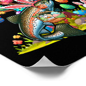 Trout Fish Bunny Easter Eggs Cute Tree Costume Hun ポスター (角)