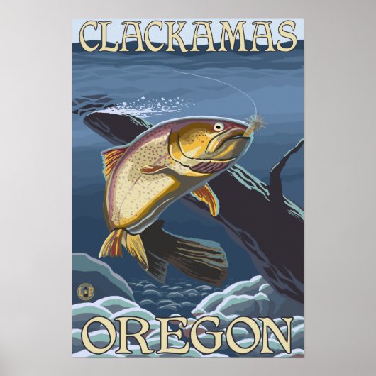 Trout Fishing Cross-Section - Clackamas, ポスター (正面)