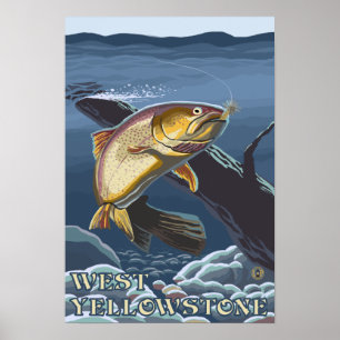 Trout Fishing Cross-Section - West Yellowstone, ポスター
