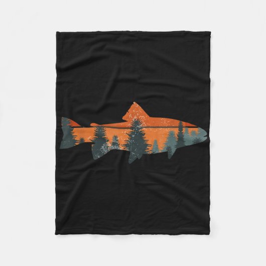 Trout Fly Fishing Nature Outdoor Fisherman Gift  フリースブランケット (正面)