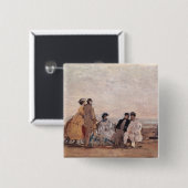 Trouvilleのビーチ、c.1865 缶バッジ (正面&裏面)