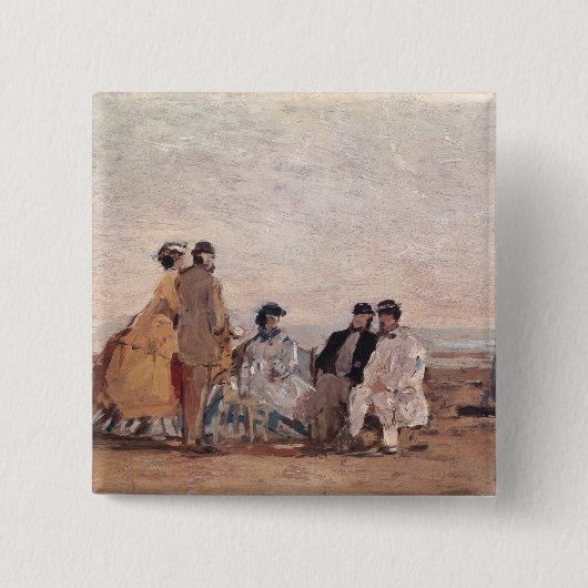 Trouvilleのビーチ、c.1865 缶バッジ (正面)