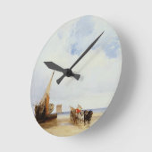 Trouville、c.1825の近くの浜に引き上げられた容器そしてワゴン ラウンド壁時計 (傾斜)