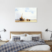 Trouville, c.1825近くのビーチ船とワゴン キャンバスプリント (インサイチュ (寝室))